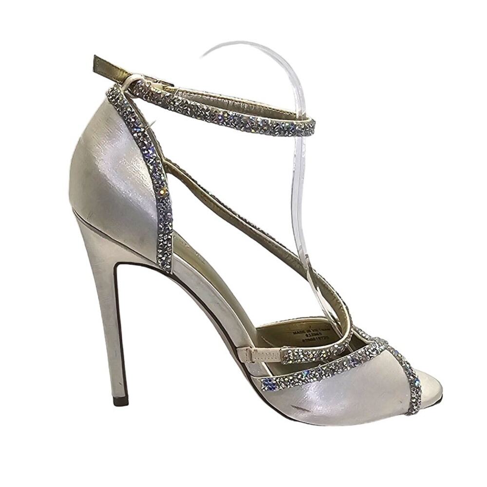 Asos Ivory White Hibiscus Bridal Embellished Peeptoe Heeled Sandals - Picture 4 of 9